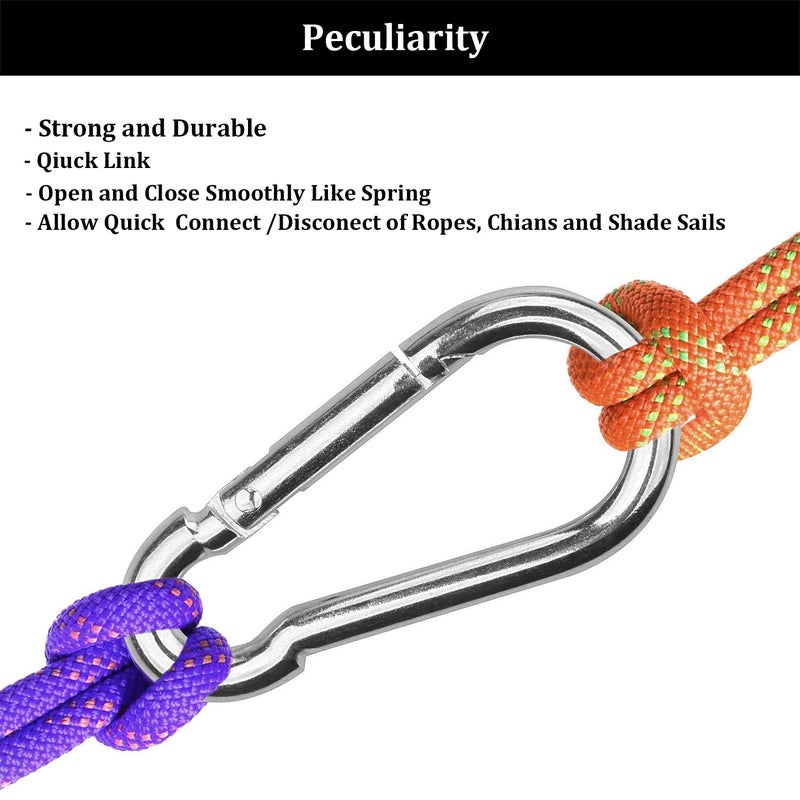 Yision 50Pcs 2” Safety Spring Snap Hook, M5 3/16”Carabiner Quick Link Snap Hooks for Camping Hiking, 176LBS Holding Capacity Heavy Duty Steel Carabiner Clip Buckle for Swing Hammock Gym Outdoor - Image 4